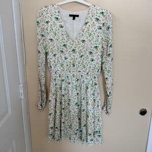 Banana Republic Floral Mini Dress Pink Green M Tall Festival Vacation Light Airy